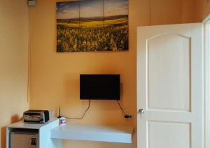 a room with a television and a wall with a picture at RedDoorz @ Southern Suites Guimaras in Oracon