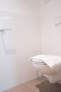 a bathroom with a white toilet and a sink at Green Garden Apartment w/.Balcony near Thermal Spa in Vienna
