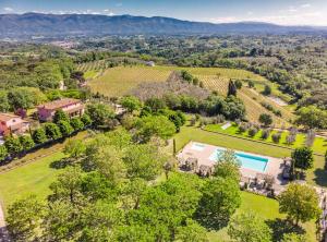 an aerial view of the estate and its vineyards at Agriturismo Relais Campiglioni in Montevarchi