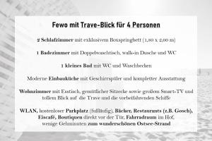 Eine Seite eines Dokuments mit den Wörtern fünf mti haben einen schwarzen, fit-Mann. in der Unterkunft PEMATRA Haus Waterkant - FeWo Koje in Travemünde