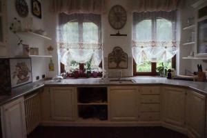 a kitchen with a sink and two windows at Al Picchio Verde A.P.S. in Cunardo +32 photos