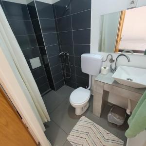 a bathroom with a toilet and a sink at Budget Apartment LeLo Center 4 in Osijek