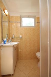 bagno con lavandino, servizi igienici e finestra di Holiday house with WiFi Stivan, Cres - 7995 a Štivan