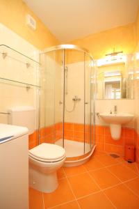 e bagno con doccia, servizi igienici e lavandino. di Holiday house with a parking space Nerezine, Losinj - 8016 a Nerezine (Neresine)
