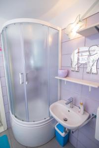a bathroom with a shower and a sink at Apartments by the sea Veli Losinj, Losinj - 7959 in Veli Lošinj