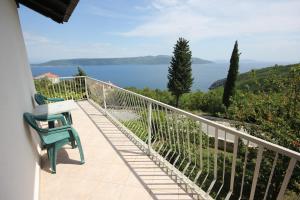 a balcony with two chairs and a view of the water at Holiday house with a parking space Brsec, Opatija - 7795 in Brseč