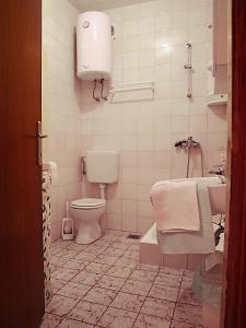 波斯蒂勒的住宿－Apartments by the sea Postira, Brac - 9241，一间带卫生间和水槽的浴室