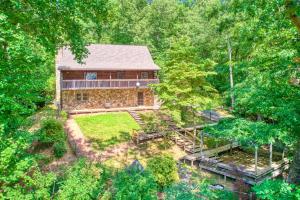an overhead view of a house in the woods at Mountain Memories in Sylva