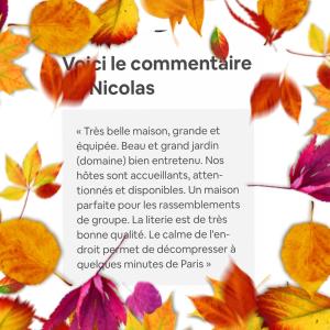 a picture of autumn leaves with a poem at Domaine de La Charmille in Ermenonville