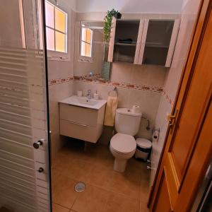 een kleine badkamer met een toilet en een wastafel bij Mi refugio in San Sebastián de la Gomera
