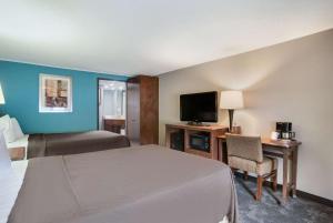 a hotel room with a bed and a tv at Rodeway Inn in Carlisle