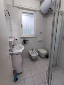 a bathroom with a sink and a toilet and a shower at Ferienwohnung-Casa-Uta-Gardasee-Limone-Tremosine in Tremosine Sul Garda