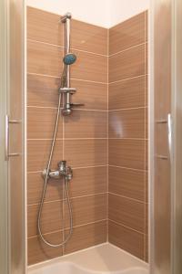 a shower with a hose in a bathroom at Apartments House Risika in Risika