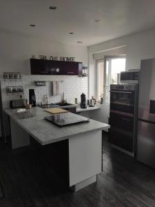 a kitchen with stainless steel appliances and a counter top at Appartement cosy centre-ville wifi parking in Charleville-Mézières