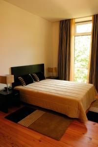 - une chambre avec un grand lit et une fenêtre dans l'établissement Hotel Quinta Progresso, à Macieira de Cambra