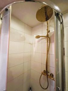 a shower with a shower head in a bathroom at Strumykowa 19 - Old Town in Toruń