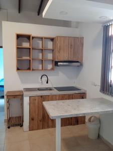 Kuchyň nebo kuchyňský kout v ubytování Hostal SoleMare