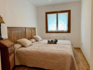een slaapkamer met een bed en een raam bij BPIRINEOS-Albares in Benasque