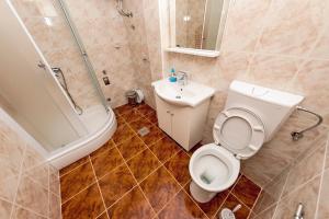a bathroom with a toilet and a sink and a shower at Apartments by the sea Prozurska Luka, Mljet - 9446 in Prožura +33 photos