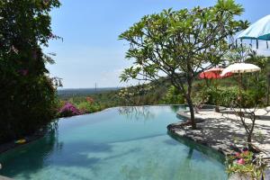 ein Pool mit einem Baum und einem Sonnenschirm in der Unterkunft Villa Reva Bali in Temukus