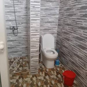 a bathroom with a toilet in a tiled wall at villa liam kiwengwa zanzibar in Kiwengwa +19 photos