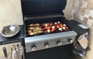 - un grill avec de la viande et des légumes dans l'établissement Nice Home In St,paul-trois-chteaux With Kitchen, à Saint-Paul-Trois-Châteaux