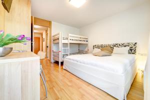 1 dormitorio con 1 cama y 2 literas en Charmante Ferienwohnung Residence Colrosa in Brand, en Brand