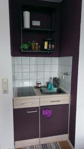 a small kitchen with a sink and a counter at Gemütliches Apartment in Essen in Essen