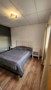 sypialnia z łóżkiem i drewnianą podłogą w obiekcie Depto roca w mieście General Roca