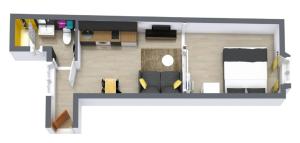 a floor plan of a living room with a couch at Loft NYC - Hyper centre in Nantes