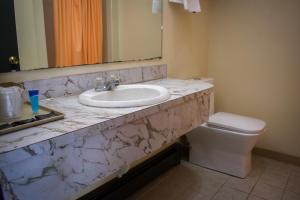 a bathroom with a sink and a toilet at Travel inn in North Kingstown