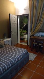 - une chambre avec un lit et une plante dans la porte dans l'établissement B&B Ulivi d'argento, à Cavallino di Lecce