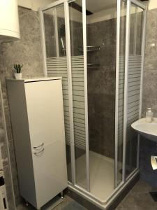 a bathroom with a shower and a sink at Apartments by the sea Zuljana, Peljesac - 10112 in Žuljana