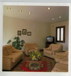 a living room with two couches and a tv at Albergo Volpara in Mussolente 