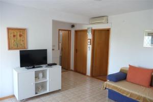 a living room with a tv and a couch at Apartments with a parking space Rukavac, Vis - 11855 in Vis