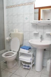 ein weißes Bad mit einem WC und einem Waschbecken in der Unterkunft Apartments by the sea Primosten - 9687 in Primošten