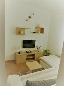 uma sala de estar com uma televisão e um sofá em Apartments with a parking space Murter - 12067 em Murter