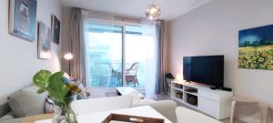 TV a/nebo společenská místnost v ubytování Dunas Beach Apartment