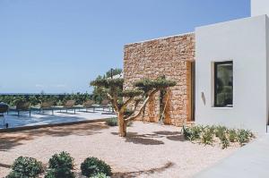 a building with a tree in the middle of a courtyard at Can Romina - Santa Eulalia in Santa Eularia des Riu