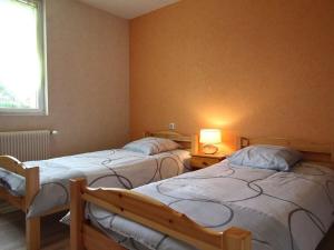 sypialnia z dwoma łóżkami i oknem w obiekcie Charmante Maison Traditionnelle avec Jeux, Terrasse et Parking à Lantriac - FR-1-582-78 w mieście Lantriac