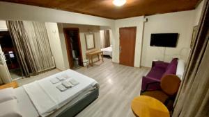 a room with a bed and a couch and a tv at Herton Boutique Hotel in Istanbul