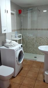 プラヤ・デル・イングレスにあるPlaya Del Ingles Tirajanaのバスルーム(洗濯機、トイレ付)