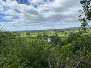 a view of a river in a field with trees at Cheerful and spacious 3 bed home in Clitheroe in Clitheroe