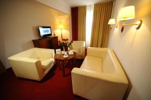 Televízia a/alebo spoločenská miestnosť v ubytovaní Hotel Zawisza
