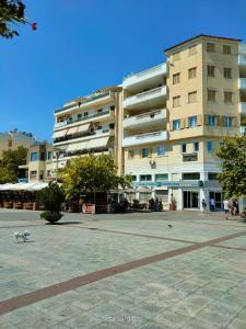 a large building with a dog walking in front of it at CA Comfort Living in Kalamata