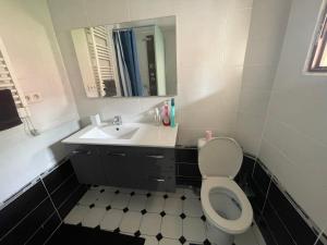 a bathroom with a toilet and a sink at Agréable appartement dans une maison in Saint-Denis +19 photos