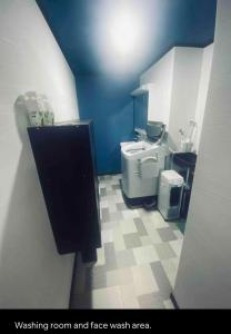 La salle de bains est pourvue de toilettes blanches et d'un lavabo. dans l'établissement Da Fern, à Sakaiminato