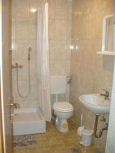 y baño con aseo, ducha y lavamanos. en Apartments with a parking space Slano, Dubrovnik - 12576 en Slano