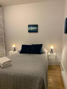 Ένα ή περισσότερα κρεβάτια σε δωμάτιο στο BIG 3BR appartment at Olympic Stadium at PIE-IX Metro station