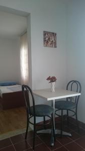 Pokój ze stołem, krzesłami i łóżkiem w obiekcie Apartments with a parking space Vir - 12948 w mieście Vir